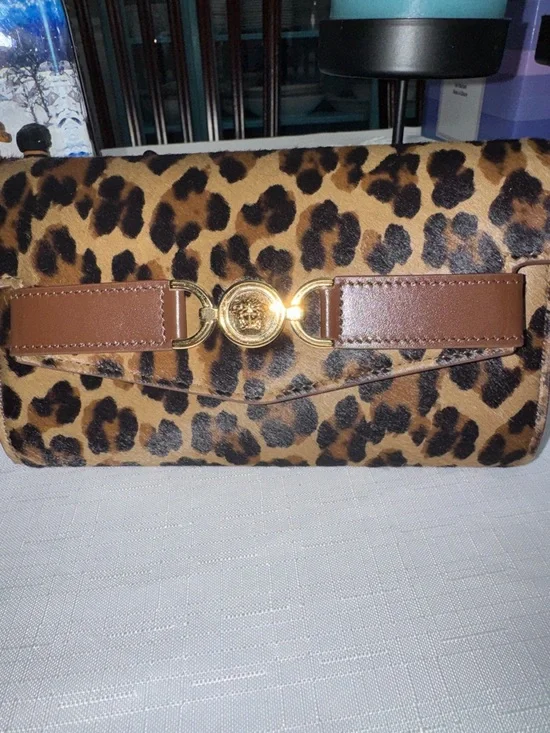 Versace Medusa '95 Leopard Wallet on gold chain 7" L x 1" W x 4" H. - Picture 13 of 14